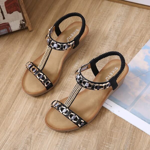 Open Toe Non-slip Wedge Heel - Black