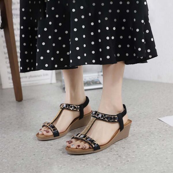 Open Toe Non-slip Wedge Heel - Black