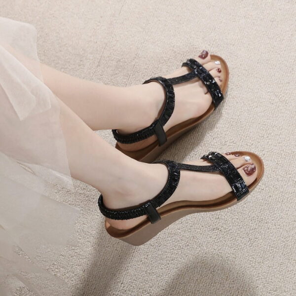 Open Toe Non Slip Wedge Heel - Black