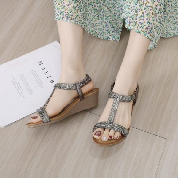 Open Toe Non Slip Wedge Heel - Gray