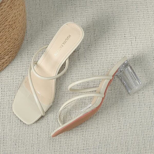Open Toe Transparent Outdoor High Heel - Beige