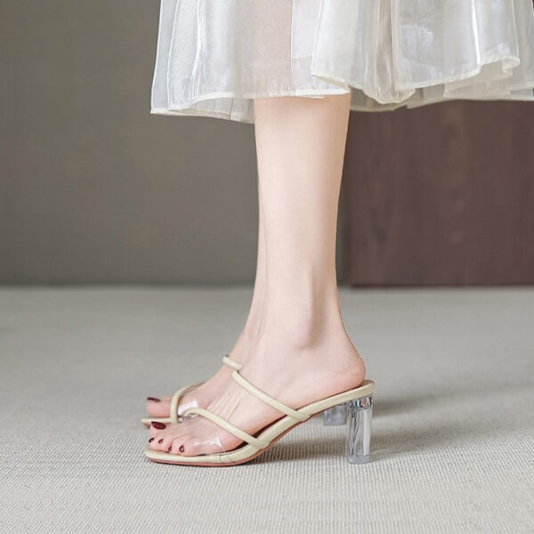 Open Toe Transparent Outdoor High Heel - Beige