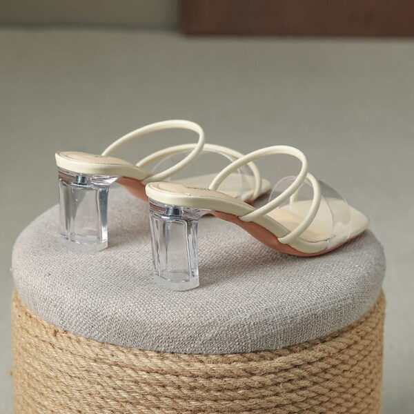 Open Toe Transparent Outdoor High Heel - Beige