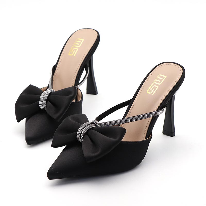 Party Wear Pointed Stiletto High Heel - Black