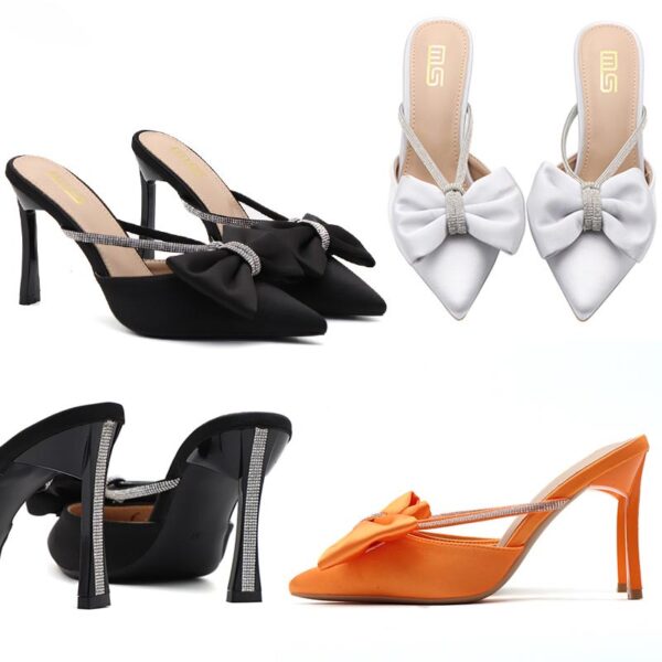 Party Wear Pointed Stiletto High Heel - Black