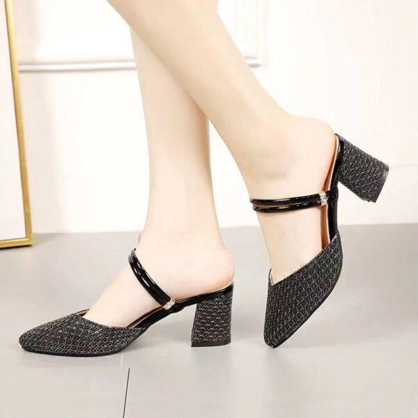Pointed Toe Dual Purpose Block Heel - Black