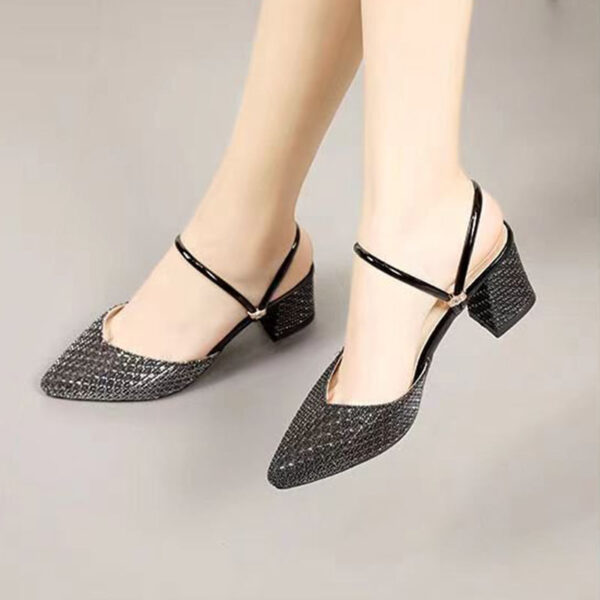 Pointed Toe Dual Purpose Block Heel - Black
