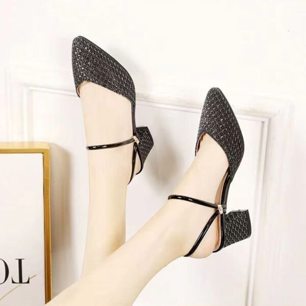 Pointed Toe Dual Purpose Block Heel - Black