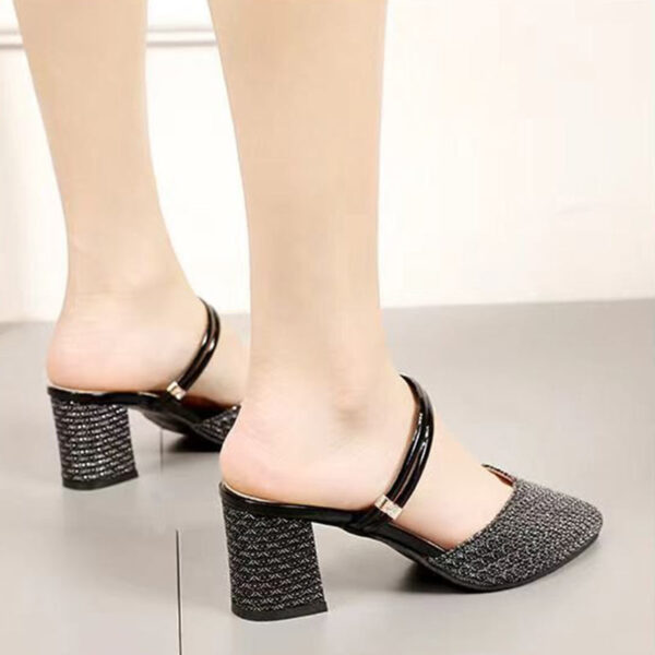 Pointed Toe Dual Purpose Block Heel - Black
