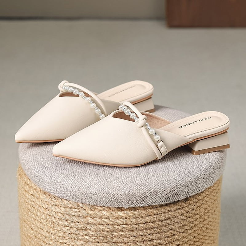 Pointed Toe Gentle Fairy Mule Shoe - Beige
