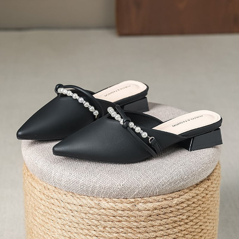Pointed Toe Gentle Fairy Mule Shoe - Black