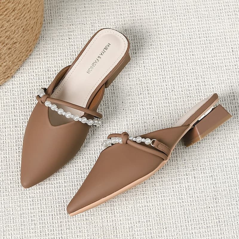 Pointed Toe Gentle Fairy Mule Shoe - Brown