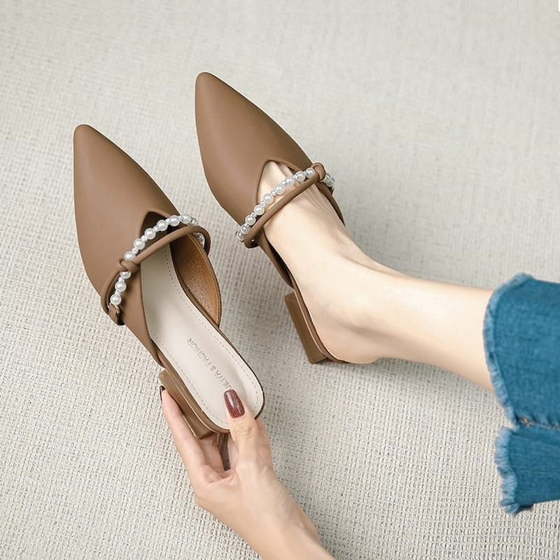 Pointed Toe Gentle Fairy Mule Shoe - Brown