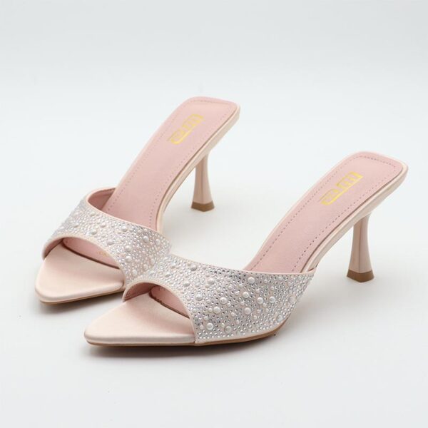 Pointed Toe Rhinestone Stiletto High Heel - Pink