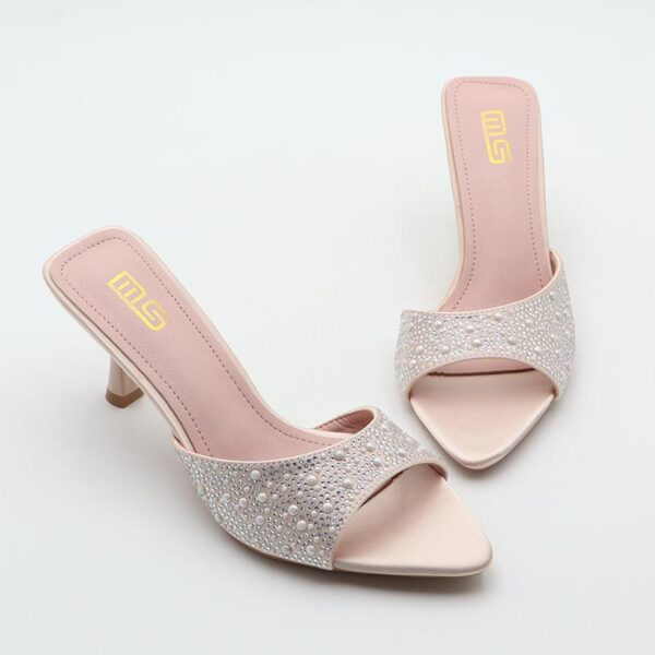 Pointed Toe Rhinestone Stiletto High Heel - Pink
