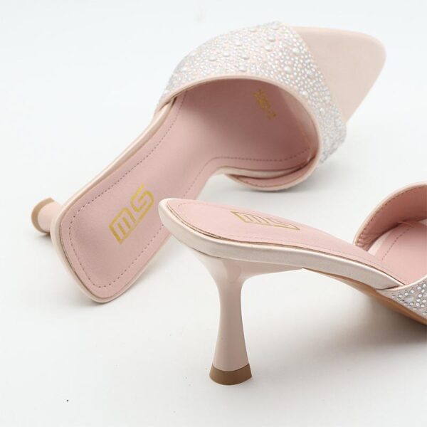 Pointed Toe Rhinestone Stiletto High Heel - Pink