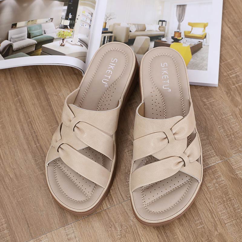 Retro Style Lightweight Comfortable Sandal - Beige