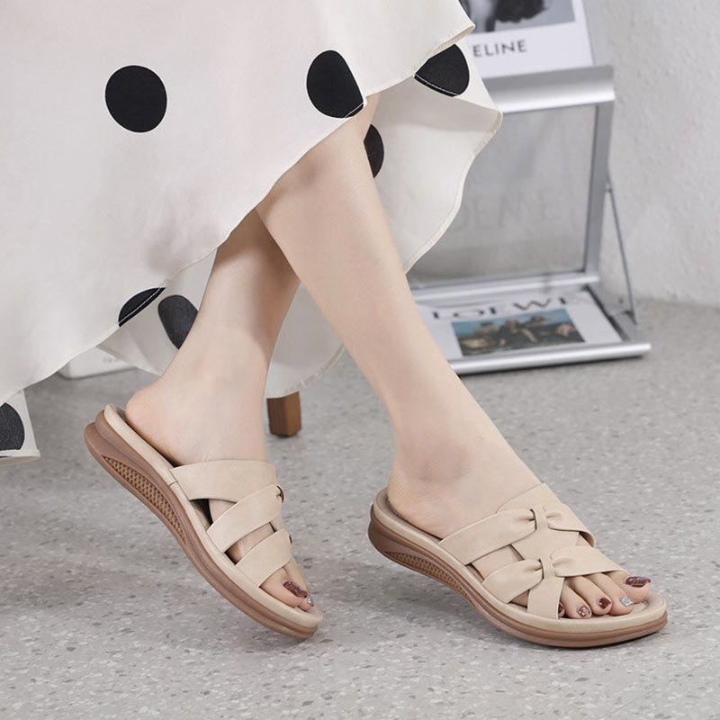 Retro Style Lightweight Comfortable Sandal - Beige