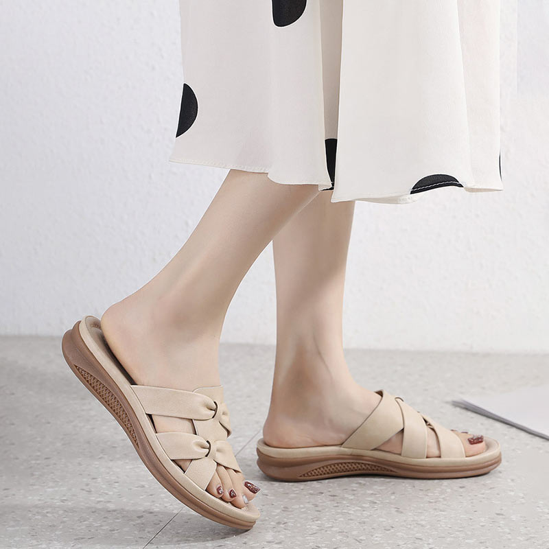 Retro Style Lightweight Comfortable Sandal - Beige