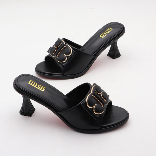 Round Toe Comfortable Versatile High Heel - Black