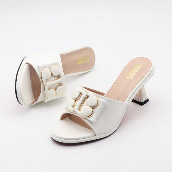 Round Toe Comfortable Versatile High Heel - White