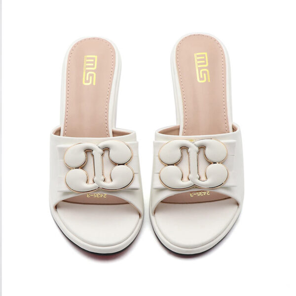 Round Toe Comfortable Versatile High Heel - White