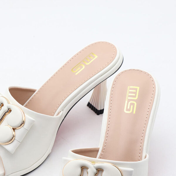 Round Toe Comfortable Versatile High Heel - White