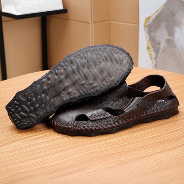 Soft Bottom Closed Leather Casual Sandal - Chocolate