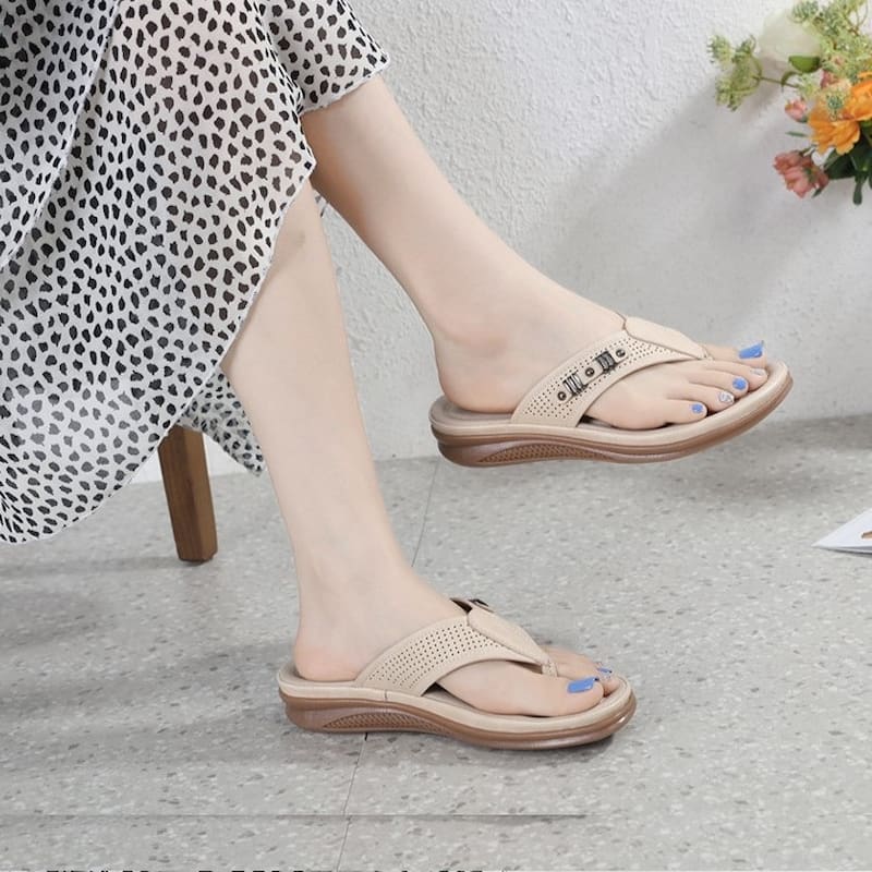 Soft Bottom Leisure Flip-flop Sandal - Beige