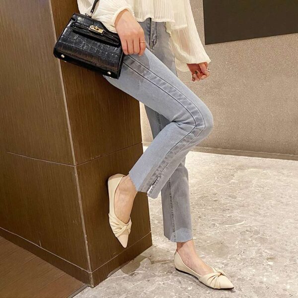Soft Flat Bottom Trendy Pointed Pump Shoe - Beige