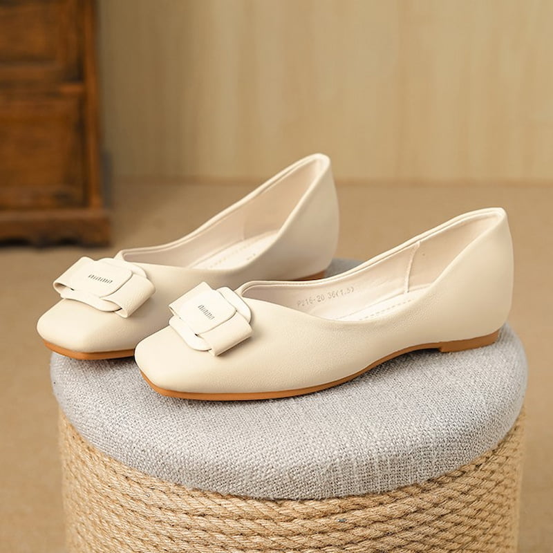 Spring Trend Cozy Flat Bottom Pump Shoe - Beige
