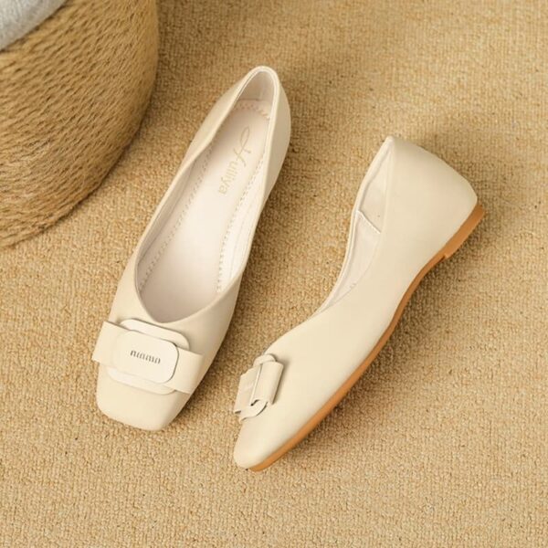 Spring Trend Cozy Flat Bottom Pump Shoe - Beige