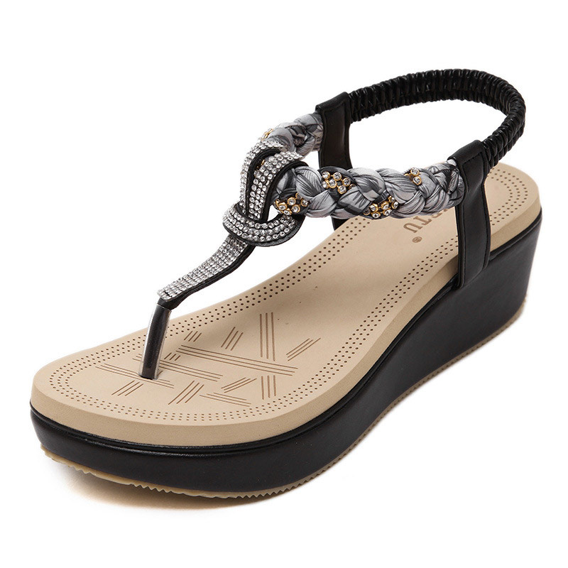 Summer Trend Ethnic Wedge Heel - Black
