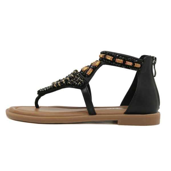 Summer Trend Ethnic Zipper Roman Sandal - Black