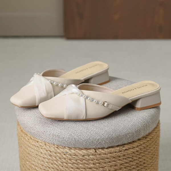Summer Trend Versatile Fancy Mule Shoe - Beige