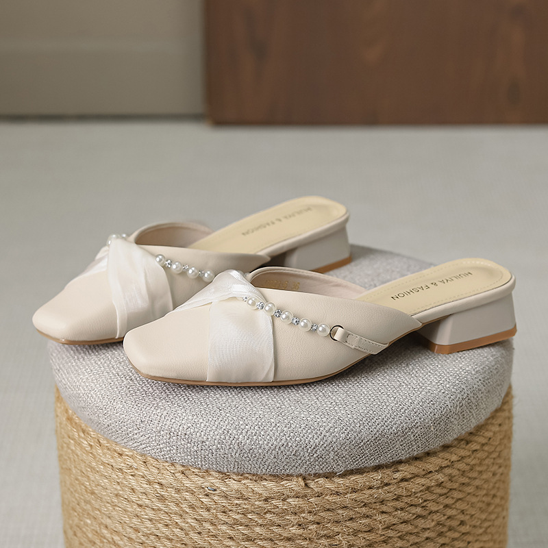 Summer Trend Versatile Fancy Mule Shoe - Beige