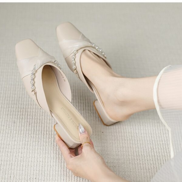 Summer Trend Versatile Fancy Mule Shoe - Beige