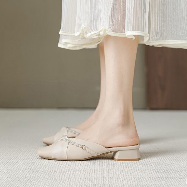 Summer Trend Versatile Fancy Mule Shoe - Beige