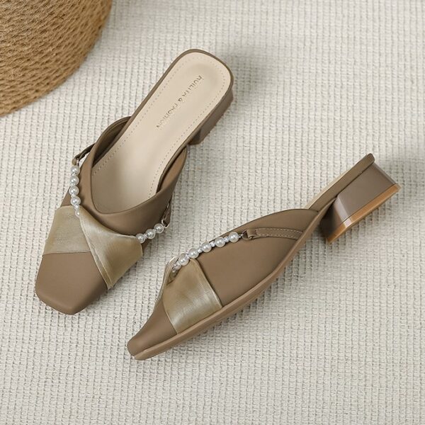 Summer Trend Versatile Fancy Mule Shoe - Khaki