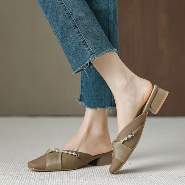 Summer Trend Versatile Fancy Mule Shoe - Khaki