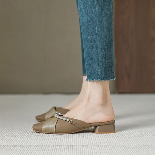 Summer Trend Versatile Fancy Mule Shoe - Khaki