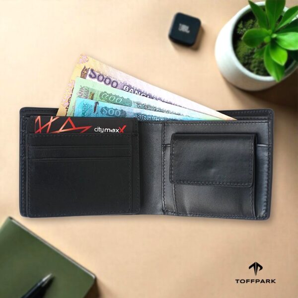 TOFFPARK Multi Slot Leather Bi-fold Wallet – Black