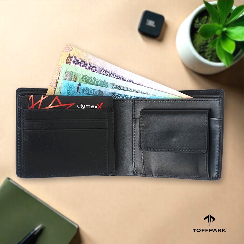 TOFFPARK Multi Slot Leather Bi-fold Wallet – Black