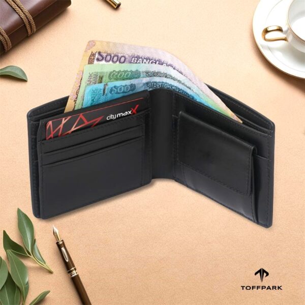 TOFFPARK Multi Slot Leather Bi-fold Wallet – Black