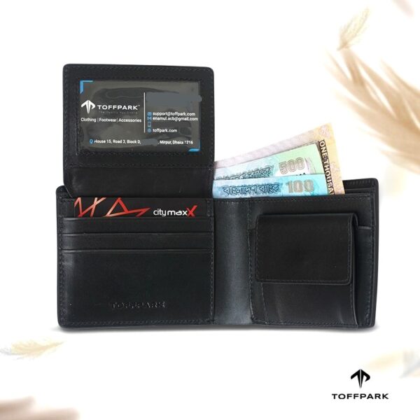 TOFFPARK Multi Slot Leather Bi-fold Wallet – Black