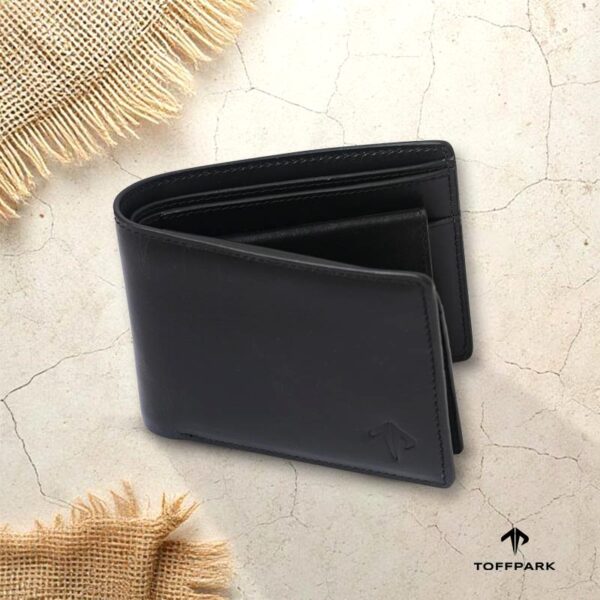 TOFFPARK Multi Slot Leather Bi-fold Wallet – Black