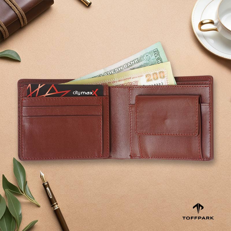 TOFFPARK Multi Slot Leather Bi-fold Wallet – Red Wine