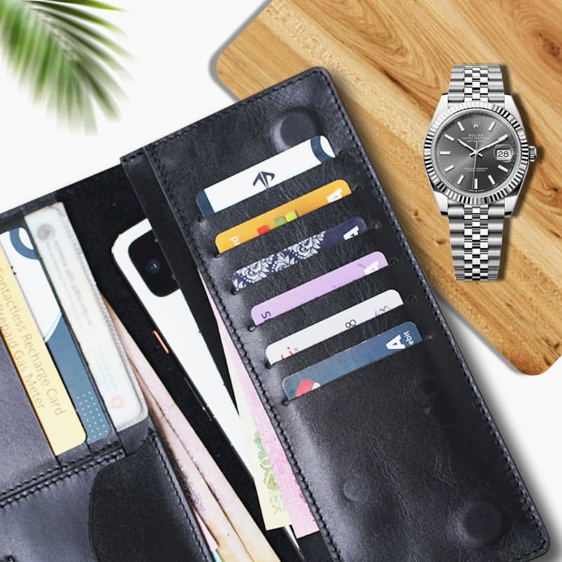 TOFFPARK Multipurpose Leather Long Wallet – Black