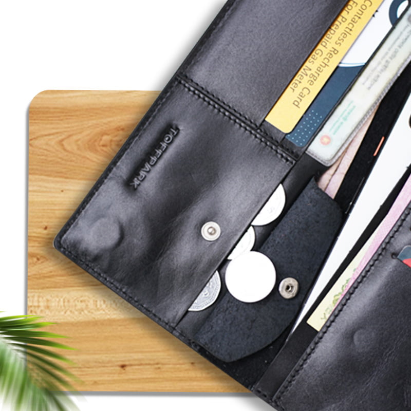 TOFFPARK Multipurpose Leather Long Wallet – Black
