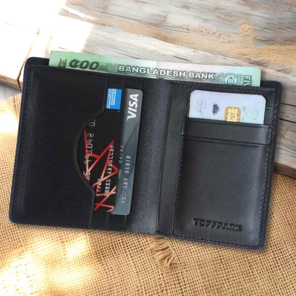 TOFFPARK Premium Leather Bi-fold Slim Wallet – Black